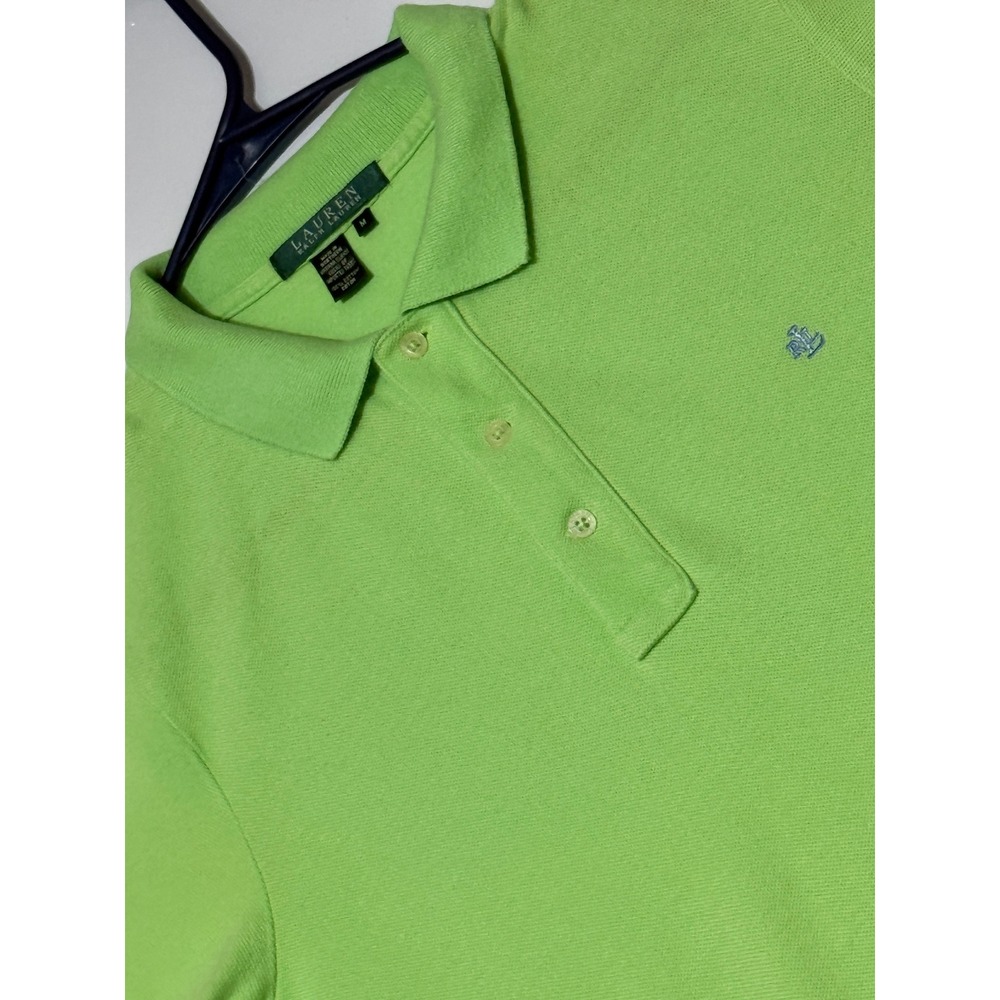Lauren Ralph Lauren Womens M Lime Green Cotton Mesh Short Sleeve Polo Shirt